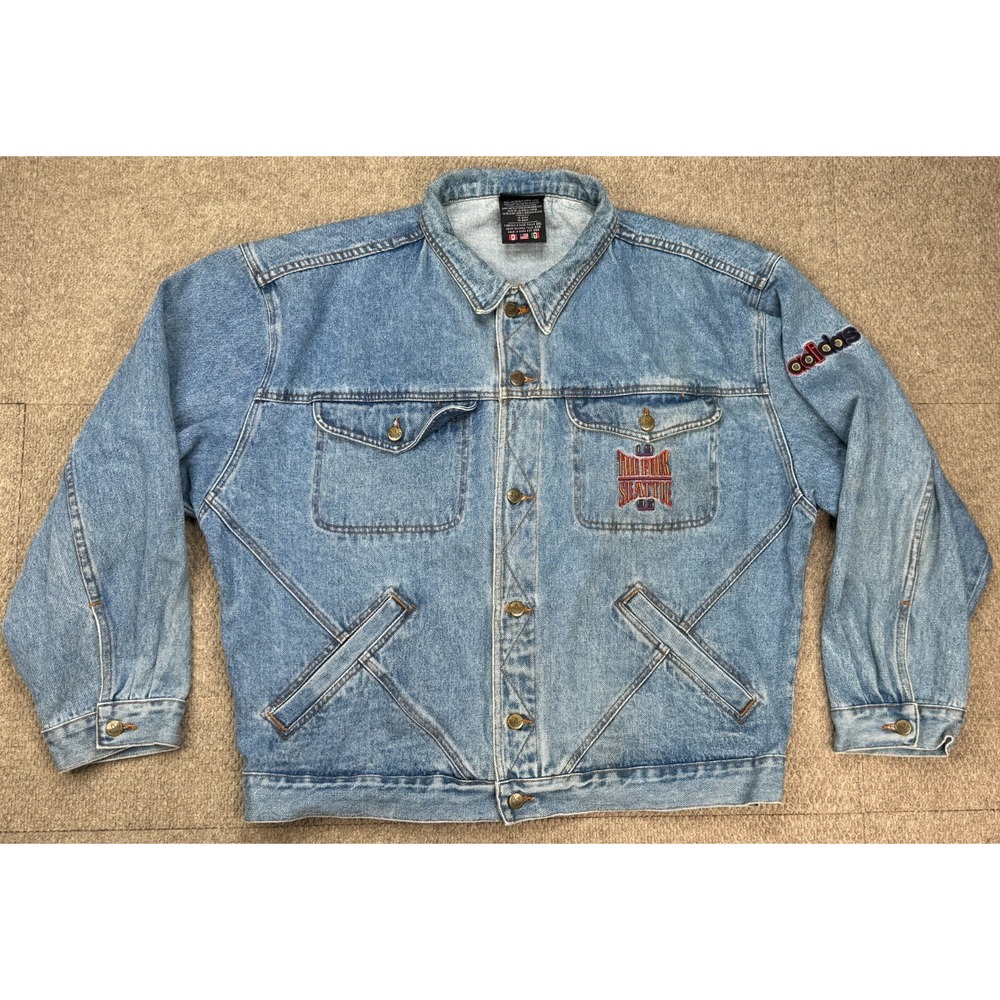 Adidas 1995 Seattle NCAA Final Four Embroidered Rare Vtg Denim Jacket Size XXL